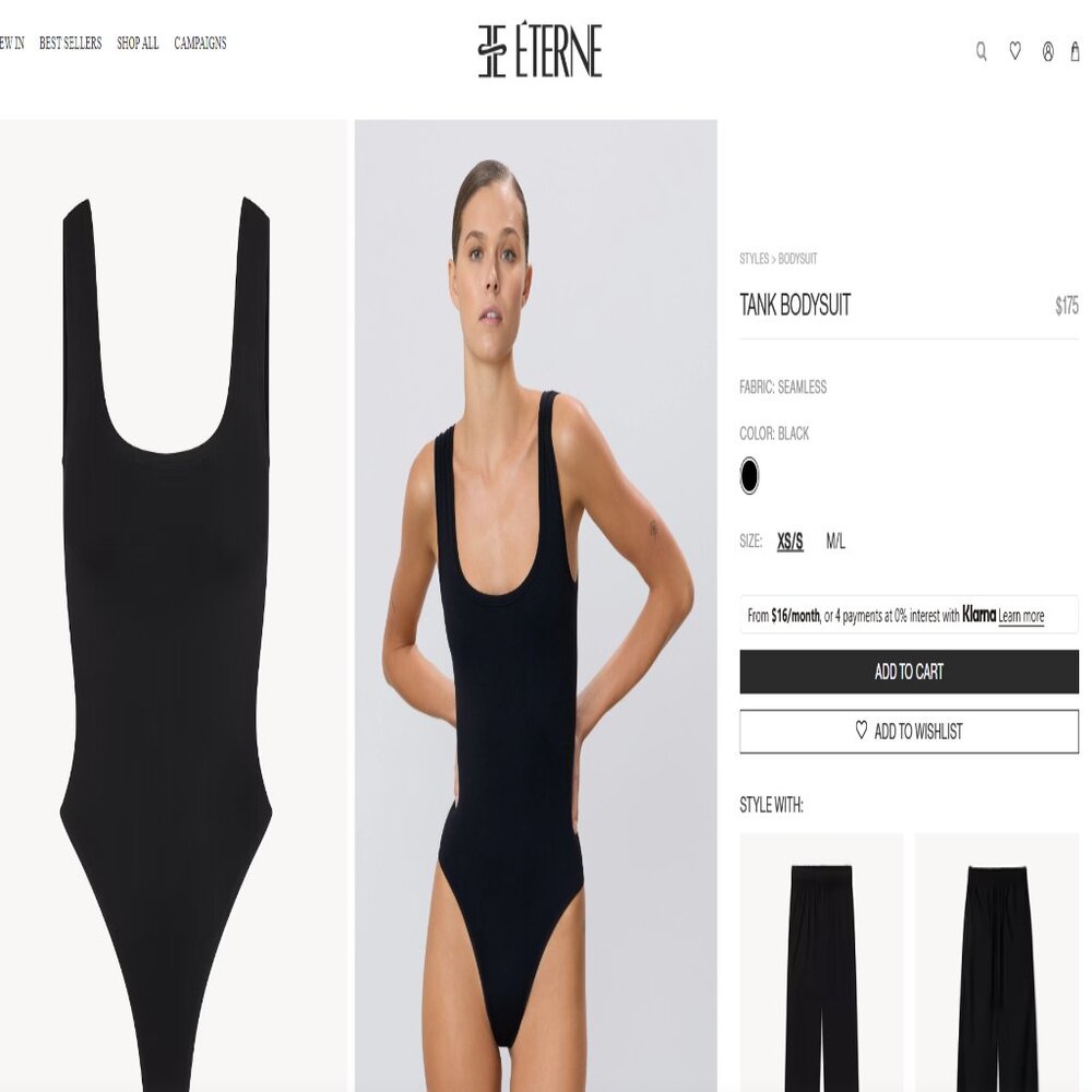 Black Eterne tank bodysuit - Picture 2 of 2